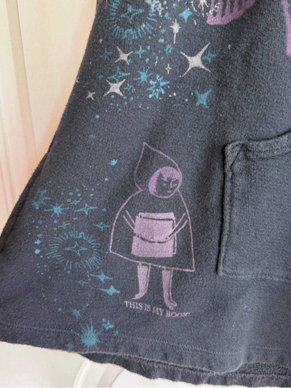 Blue Fish Black Hoodie French Terry Sweatshirt Ex Libris Birds and Books Magic ✨ - Picture 2 of 7